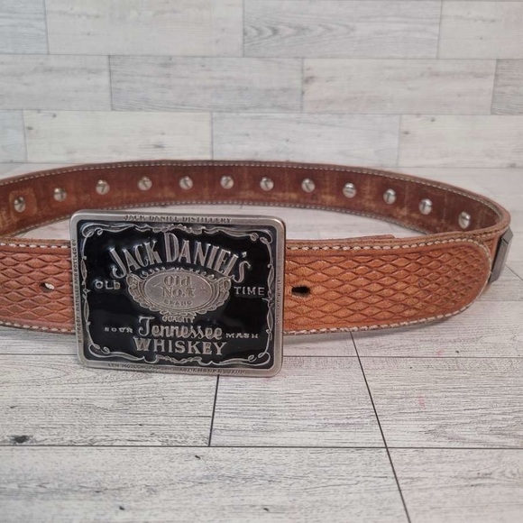 Men's Double J Saddlery Western Brown Leather Jack Daniel's Cowboy Belt Size 32 - Picture 2 of 5